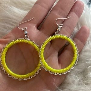 SEQUIN - yellow and silver  hoops